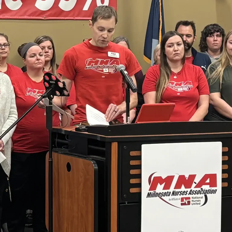 MNA President Chris Rubesch speaking at a press conference.