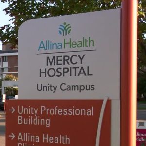 Sign outside Mercy Hospital Unity Campus