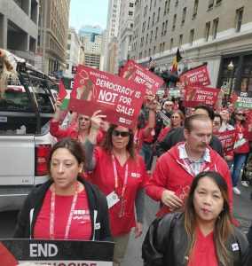 Nurses marching.